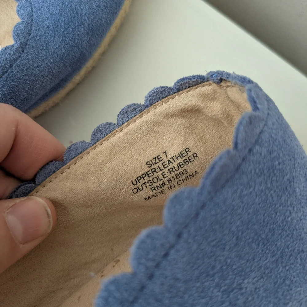 Isaac Mizrahi Blue Leather Suede Espadrilles Size 7